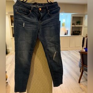 1822 Denim Adrianna Distressed Skinny Jeans - Dark Blue - Size 8